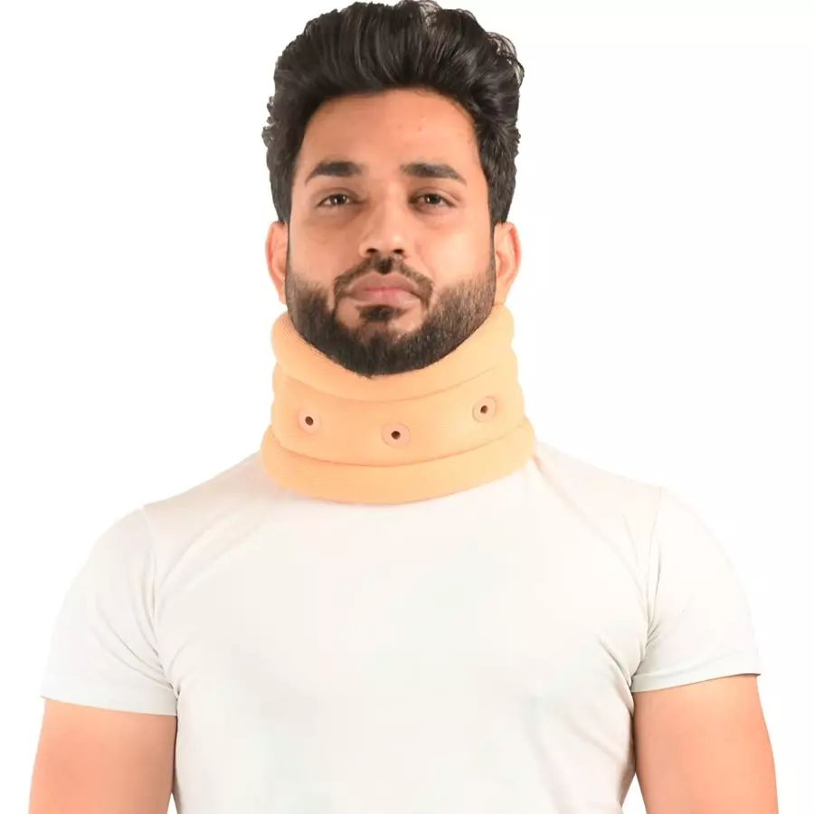 K SQUARIANS Neck Support Soft Cervical Collar with Eyelets Beige for Men & Women