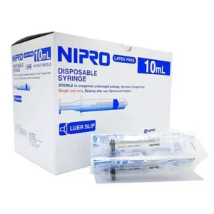 NIPRO Syringe Gamma Sterilizaed Clear PP 10 ml with Needle, NP18 (Box of 25 Syringes)