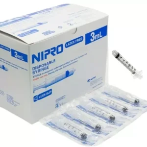 NIPRO Syringe Gamma Sterilizaed Clear PP 3 ml with Needle, NP09 (Box of 10 Syringes)