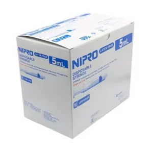 NIPRO Syringe Gamma Sterilizaed Clear PP 5 ml with Needle, NP13 (Box of 10 Syringes)