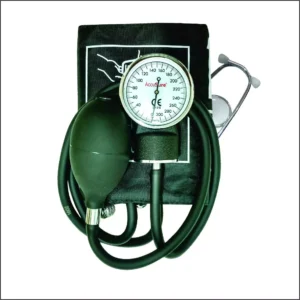 Accusure Green Aneroid Sphygmomanometer Stethoscope