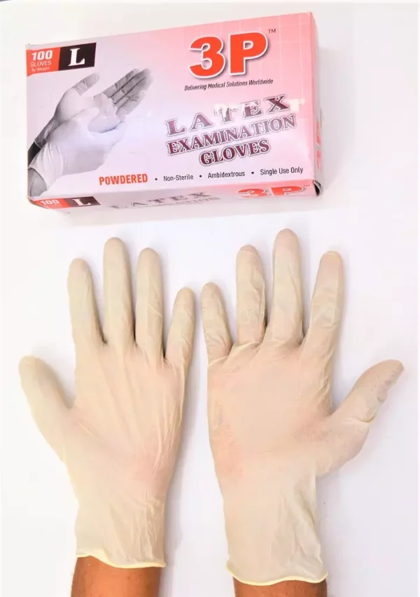 3P Examination Hand Gloves Powder Free Latex White Size 6 inch, SSWW273 (Pack of 50 Pair)