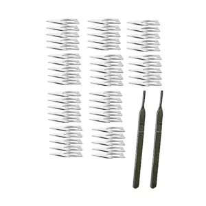 Forgesy SUNX34 Carbon Steel No 23 Surgical Blade with 2 Handle (Pack of 50 Piece)