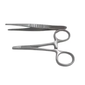 Forgesy SUNX50 Stainless Steel 5 Inch Toothed Forceps & Needle Holder (Set of 2 Piece)