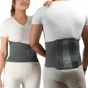 K SQUARIANS Contoured Lumbar Sacral Waist Belt Grey for Men & Women with Adjustable Straps