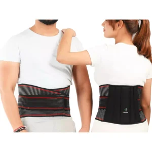 K SQUARIANS Lumbar Sacral Waist Belt Black for Men & Women with Adjustable Straps