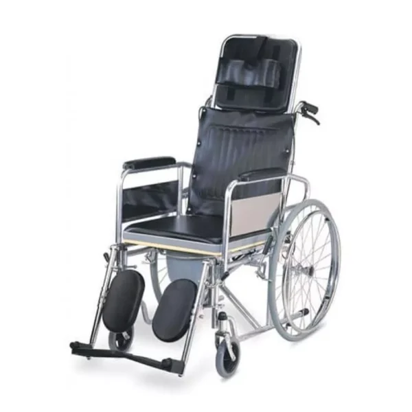 Karma Reclining Bed Type Commode Wheel Chair-Rainbow 8