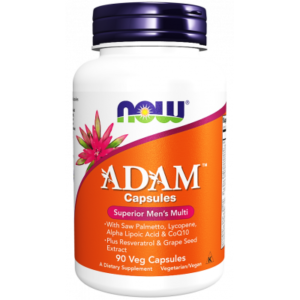 NOW ADAM SUPERIOR MEN'S MULTIVITAMIN WITH SAW PALMETTO, PLANT STEROLS, LYCOPENE, CoQ10 & INOSITOL 90 VEG CAPSULES