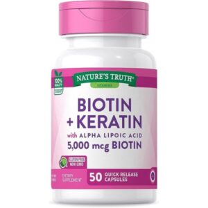Nature?s Truth Biotin 500mcg plus Keratin with Alpha Lipoic Acid QR capsules 50?s