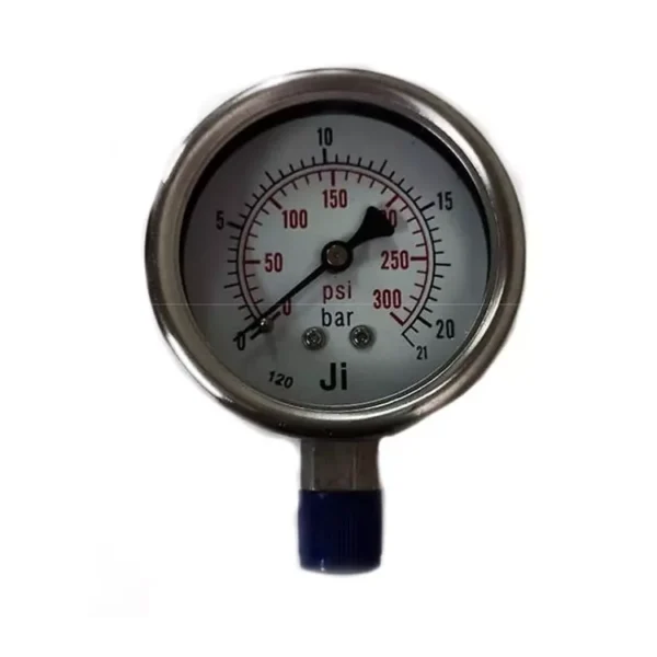 "Ji" Japsin Instrumentation 1/2 Inch Bourdon Tube Pressure Gauge, Range 0-21 bar, JI-128