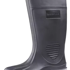 Bata Black and Grey PVC Single Density Steel Toe Gumboot, Rhino(802-6224)