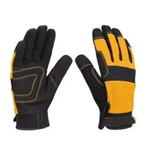 Krost HGMG01 Microfibre Mechanic Safety Gloves (Black and Orange, XL Size)