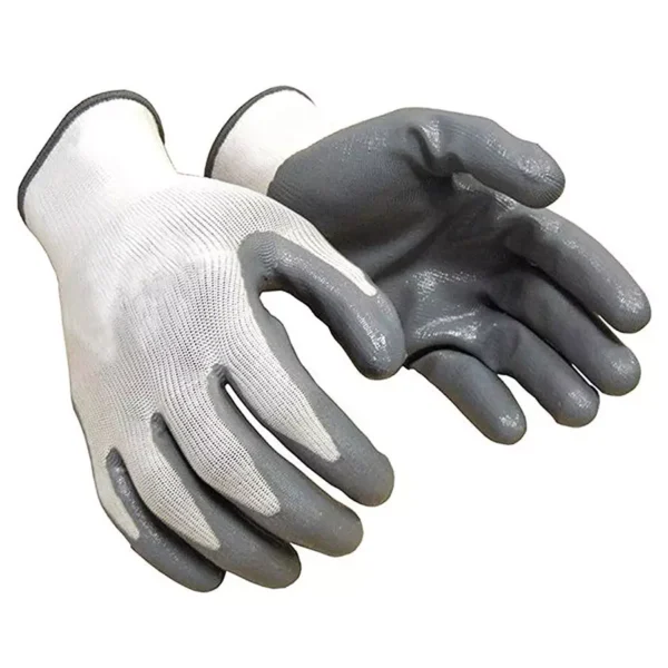 Klaxon Nylon Safety Hand Gloves Anti Cut, Resistant & Industrial Use White & Grey, G0217IT0003