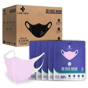 CARE VIEW CV-3PLY-3D-PINK-POUCH-50 Disposable Mask ( Pack of 50)