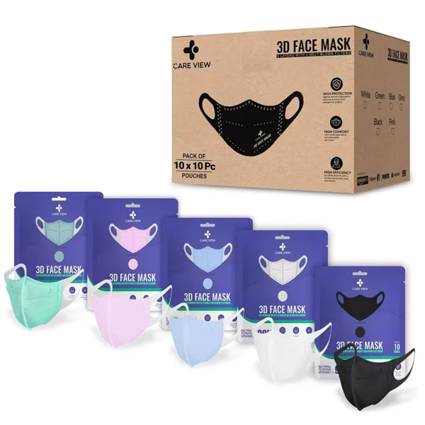 CARE VIEW CV-3PLY-3D-MULTI-POUCH-400 Disposable Mask ( Pack of 400)