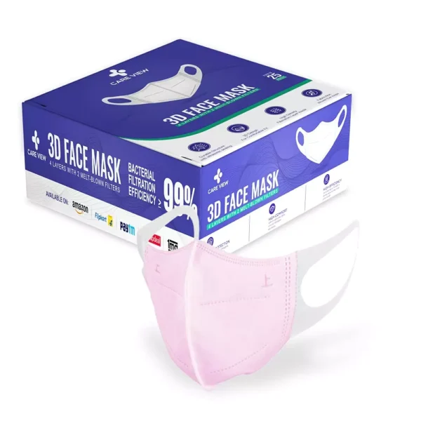 CARE VIEW CV-3PLY-3D-PINK-25 Disposable Mask ( Pack of 25)