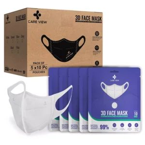 CARE VIEW CV-3PLY-3D-WHITE-POUCH-50 Disposable Mask ( Pack of 50)
