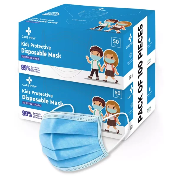 CARE VIEW CV-4PLY-KID-BLUE-100 Kids Face Mask (Pack of 100)