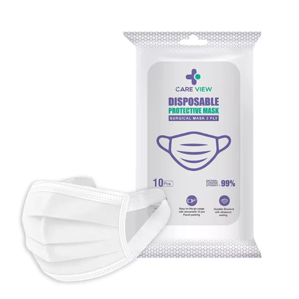 CARE VIEW CV-3PLY-WHITE-SF-POUCH-50 Disposable Mask ( Pack of 50)