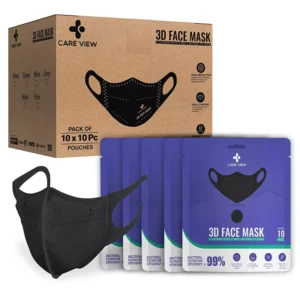 CARE VIEW CV-3PLY-3D-BLACK-POUCH-400 Disposable Mask (Pack of 400)