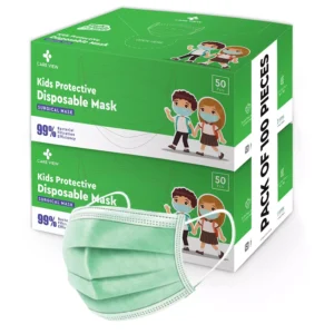 CARE VIEW CV-4PLY-KID-GREEN-100 Kids Face Mask (Pack of 100)