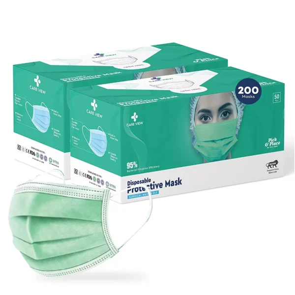 CARE VIEW CV-3PLY-GREEN-200 Disposable Mask ( Pack of 200)
