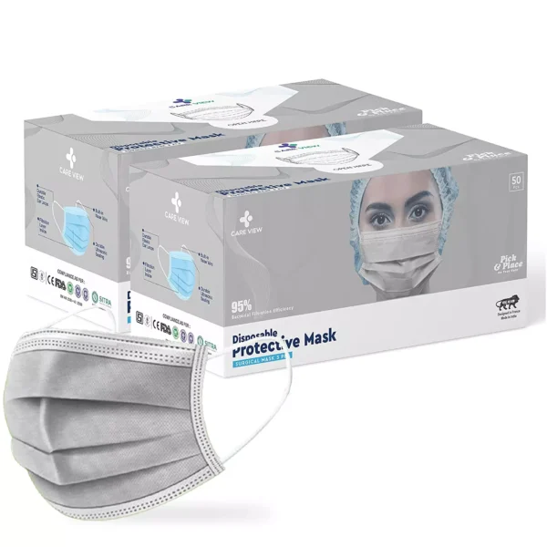 CARE VIEW CV-3PLY-GREY-200 Disposable Mask ( Pack of 200)