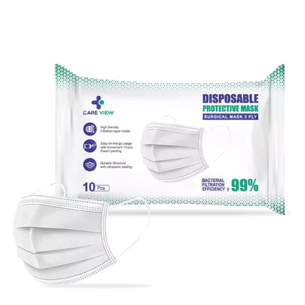 CARE VIEW CV-3PLY-WHITE-POUCH-50 Disposable Mask ( Pack of 50)