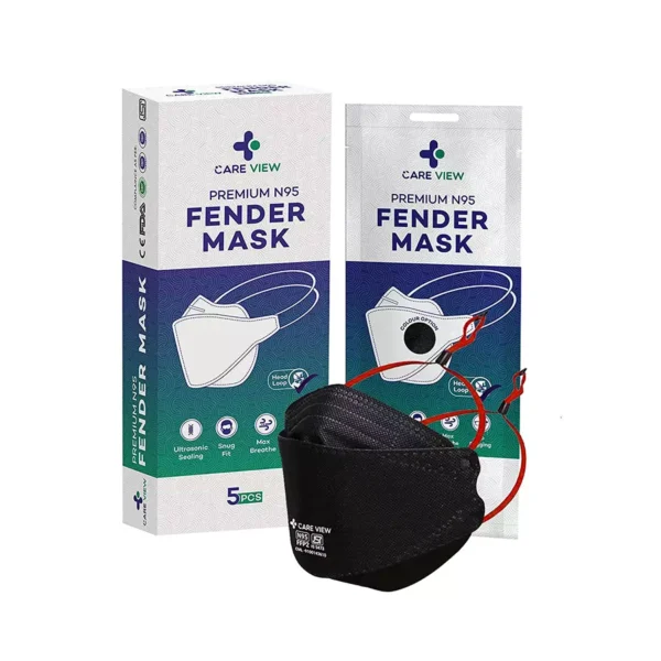 CARE VIEW CV-FENDER-HL-BLACK-5 N95 Anti Pollution Mask (Pack of 5)
