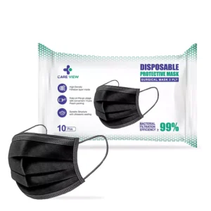 CARE VIEW CV-3PLY-BLACK-POUCH-100 Disposable Mask ( Pack of 100)