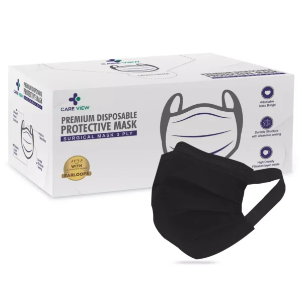 CARE VIEW CV-3PLY-BLACK-SF-50 Disposable Mask ( Pack of 50)
