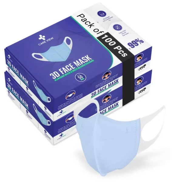 CARE VIEW CV-3PLY-3D-BLUE-25 Disposable Mask (Pack of 25)