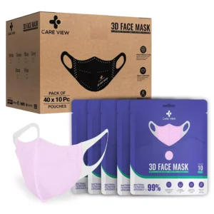 CARE VIEW CV-3PLY-3D-PINK-POUCH-400 Disposable Mask ( Pack of 400)