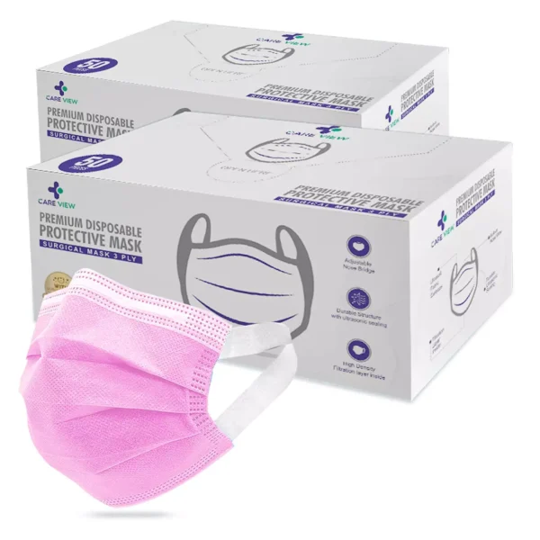 CARE VIEW CV-3PLY-PINK-SF-50 Disposable Mask ( Pack of 50)