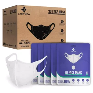 CARE VIEW CV-3PLY-3D-WHITE-POUCH-400 Disposable Mask ( Pack of 400)