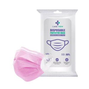 CARE VIEW CV-3PLY-PINK-SF-POUCH-100 Disposable Mask ( Pack of 100)