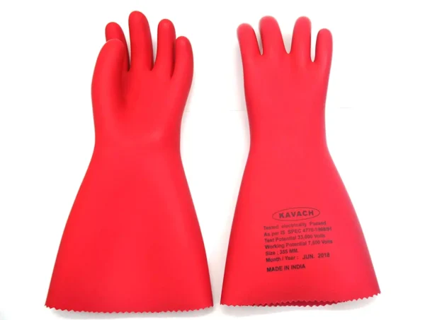 Kavach Electrical Hand Gloves 33 KVA Red Free Size