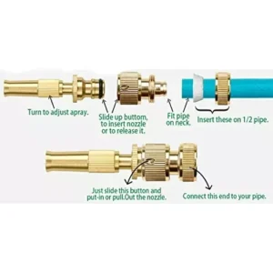 B K JAGAN & CO 1/2 inch Brass Nozzle Water Spray Gun Hose Nozzle Pipe
