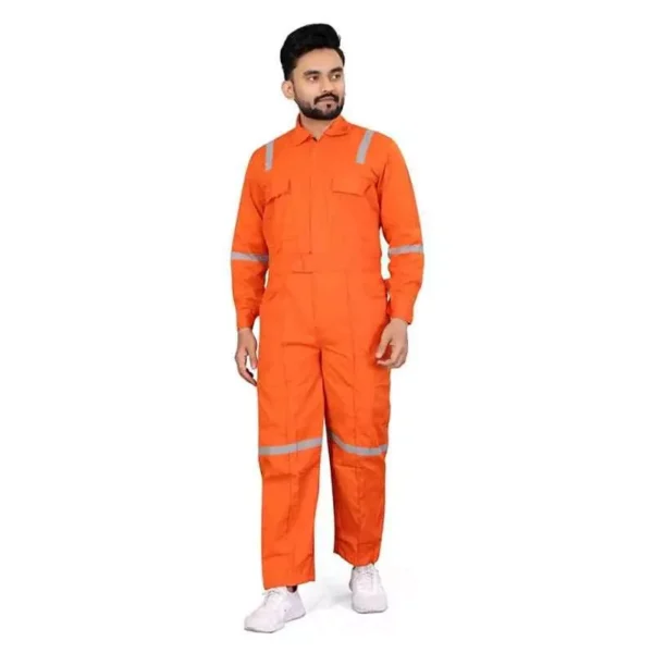 Areevanz 180 GSM  Cotton Orange Safety Coverall Boiler Suit with Reflective Tape Size- 2XL