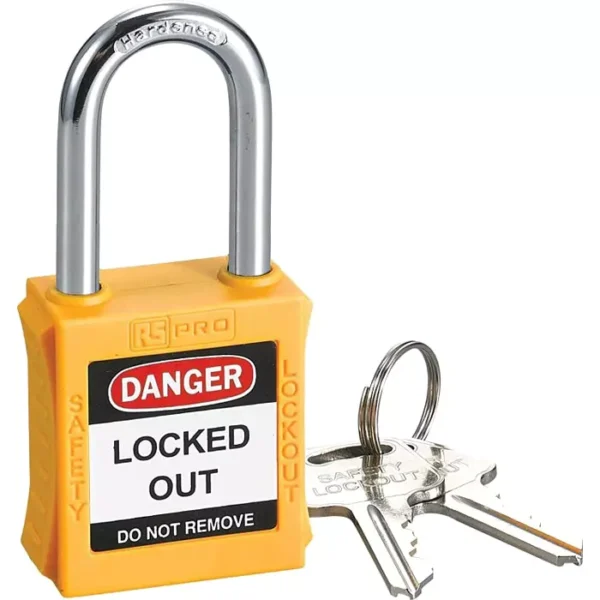 RS PRO Yellow 1-Lock Nylon, Steel Safety Lockout, 6.4mm Shackle, 1963757