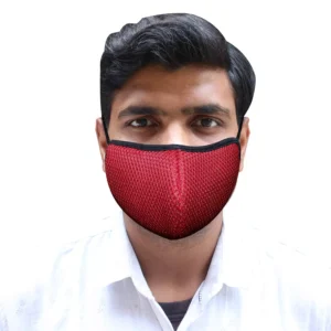 Oriley ORSM23 Air Mesh 3 Layer Face Mask with Adjustable Headband Red (Pack of 5 Pcs)