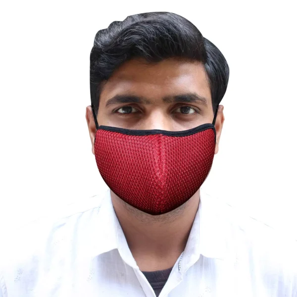 Oriley ORSM23 Air Mesh 3 Layer Face Mask with Adjustable Headband Red (Pack of 5 Pcs)