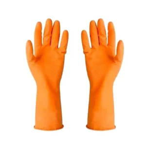 Jon Bhandari Rubber, Plastic Hand Gloves, Orange Color (Pack of 1 Pair)