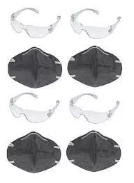 Abrigo 99.9%Uv Protection Safety Goggle And 3M 9000Ing Anti Pollution Mask SS1022 (Pack Of 8 Pcs)