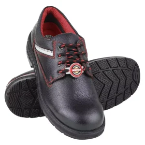 Liberty Warrior Single Density Steel Toe Low Ankle Black & Red Leather Safety Shoe