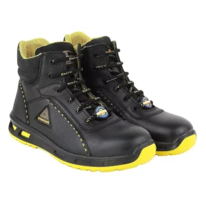 Liberty Warrior Double Density Steel Toe High Ankle Black & Yellow Leather Safety Shoe