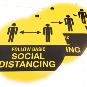 Add Gear PVC 150 Micron Round Follow Social Distancing Floor Decals (Pack Of 10 Pcs)