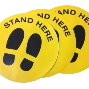 Add Gear PVC Round 150 Micron Stand Here Social Distancing Floor Decals (Pack Of 10 Pcs)