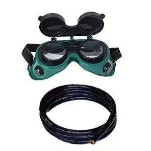 Krost Green Flip Up Lens Eye Glasses Welding Goggles With 1Meter Welding Cable, Green