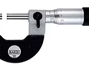 Baker Tube Type Micrometer Spherical Hardened Steel Anvil & Flat Carbide Spindle Face